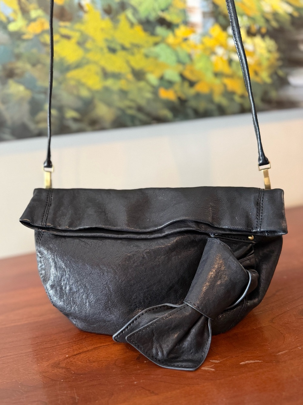Vintage Kooba Soft Leather Bow Bag, Black Slouchy, Y2K Mini Purse 😍
